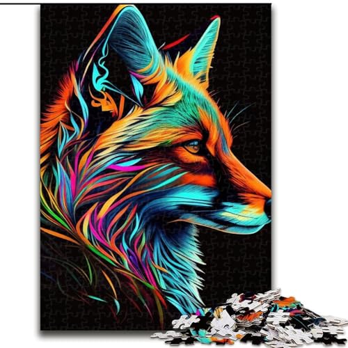 1000-teiliges Puzzle Fuchs, Pop-Art-Tierpuzzle aus Karton, anspruchsvolles Denkspiel für Teenager, Spaß für den Familienspielabend, 1000 Teile(26x38cm) von LiJianXXR