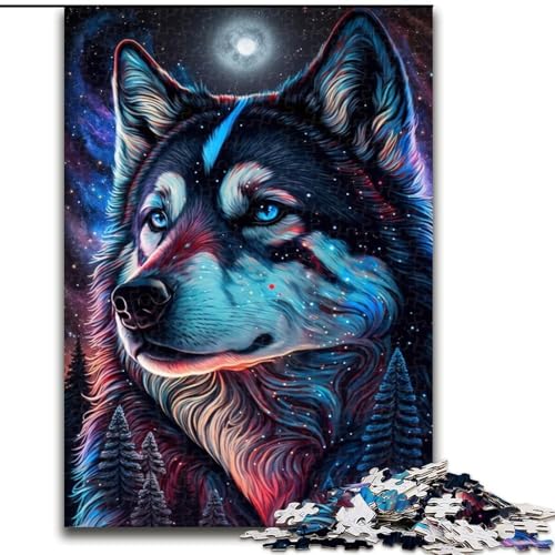 1000-teiliges Puzzle Magic Husky aus Karton, anspruchsvolles Denkspiel für Teenager, Spaß für den Familienspielabend, 1000 Teile(26x38cm) von LiJianXXR