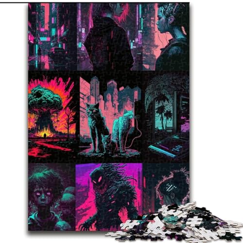 1000-teiliges Puzzle Neonlandschaft aus Karton, anspruchsvolles Denkspiel für Teenager, Spaß am Familienspielabend, 1000 Teile(26x38cm) von LiJianXXR