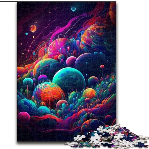 1000-teiliges Puzzle Psychedelisches Weltraum-Puzzle aus Holz, anspruchsvolles Denkspiel für Teenager, Spaß für den Familienspieleabend, 1000 Teile(50x75cm) von LiJianXXR