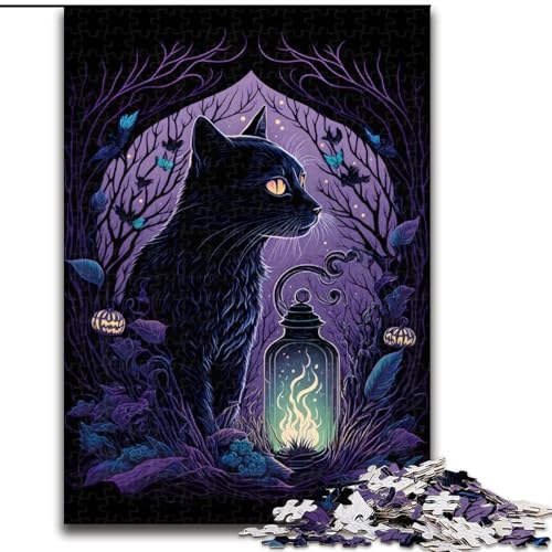 1000-teiliges Puzzle Schwarzlichtkatze aus Holz, Eltern, Partner, Freunde – ab 14 Jahren, 50x75cm, Weihnachten oder Geburtstage von LiJianXXR