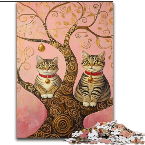 1000-teiliges Puzzle als Geschenk für Teenager, Katzenkunst, anspruchsvolles Spiel und Familienspiel mit vollständig ineinandergreifenden, zufällig geformten Teilen (Größe 26x38cm) von LiJianXXR