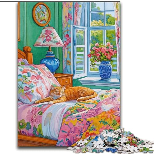 1000-teiliges Puzzle als Geschenk für Teenager, Katzenkunst, anspruchsvolles Spiel und Familienspiel mit vollständig ineinandergreifenden, zufällig geformten Teilen (Größe 50x75cm) von LiJianXXR