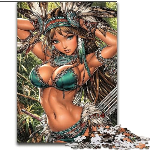 1000-teiliges Puzzle als Geschenk für Teenager, indische Prinzessin, anspruchsvolles Spiel und Familienspiel mit vollständig ineinandergreifenden, zufällig geformten Teilen (Größe 26x38cm) von LiJianXXR