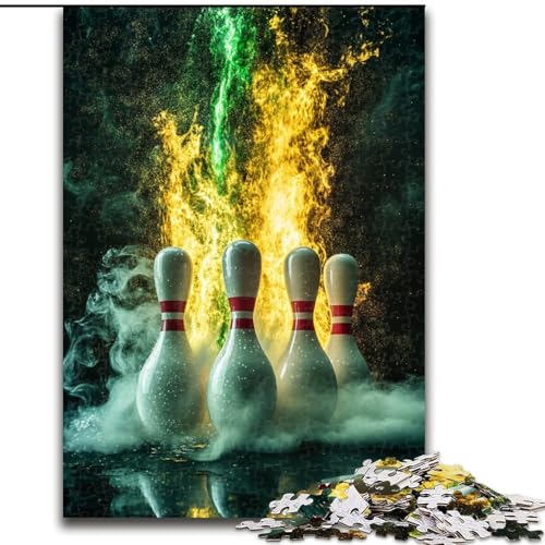 1000-teiliges Puzzle für Bowlingsport für Teenager, anspruchsvolles Spiel und Familienspiel mit vollständig ineinandergreifenden, zufällig geformten Teilen (Größe 50x75cm) von LiJianXXR
