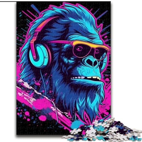 1000-teiliges Puzzle für Erwachsene, AFFE, DJ, Musik-Puzzle aus Holz, geeignet für Geburtstage, Halloween, Thanksgiving, Ostern, 1000 Teile(50x75cm) von LiJianXXR