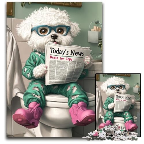 1000-teiliges Puzzle für Erwachsene, Bichon Frise Go Toilet, Holzpuzzle, Heimaktivität für Feiertage, Geburtstage und Familienspieleabende, 50x75cm/19,68x29,52 Zoll 1000-teiliges Puzzle für Erwachsene, Bichon Frise Go Toilet, Holzpuzzle, Heimaktivität für Feiertage, Geburtstage und Familienspieleabende, 50x75cm/19,68x29,52 Zoll von LiJianXXR