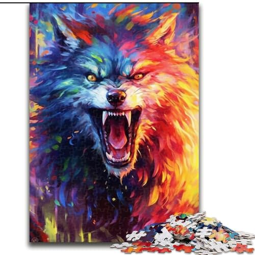 1000-teiliges Puzzle für Erwachsene, Bunte Wolfsbilder aus Holz, hochschwieriges Denkspiel für Teenager, 50x75cm, Geburtstagsgeschenkidee, anspruchsvolles Denkspiel 1000-teiliges Puzzle für Erwachsene, Bunte Wolfsbilder aus Holz, hochschwieriges Denkspiel für Teenager, 50x75cm, Geburtstagsgeschenkidee, anspruchsvolles Denkspiel von LiJianXXR