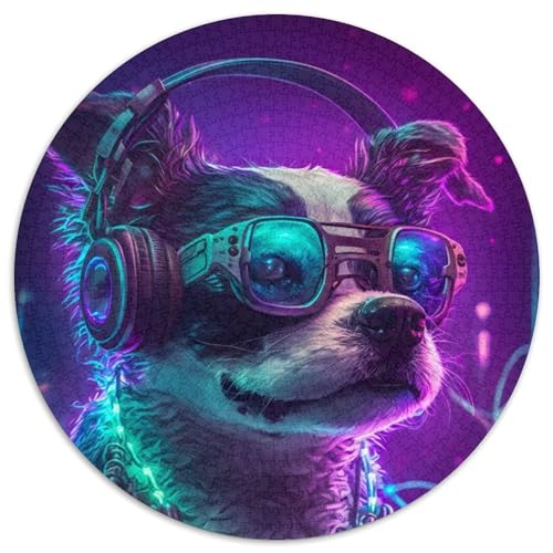 1000-teiliges Puzzle für Erwachsene, Cooler Hund spielt Musik, unmögliche Puzzles für Erwachsene, perfekt für Familienspaß im Urlaub, 67,5 x 67,5 cm von LiJianXXR