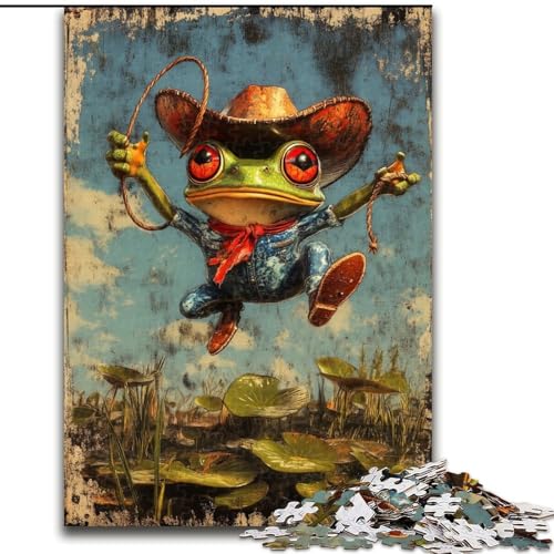 1000-teiliges Puzzle für Erwachsene, Cowboy-Frosch, Lernspielzeug für Erwachsene, ganze Familie ab 14 Jahren (Größe 50x75cm) von LiJianXXR