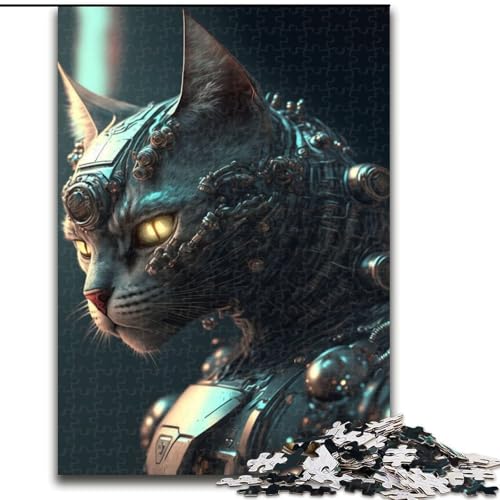 1000-teiliges Puzzle für Erwachsene, Cyborg Cat No, Puzzles aus Holz, Denkspiel für Teenager, 1000 Teile(50x75cm) von LiJianXXR
