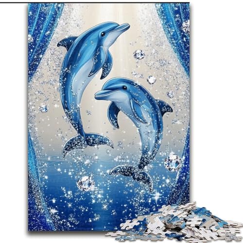 1000-teiliges Puzzle für Erwachsene, Diamant-Delfin, Lernspielzeug für Erwachsene, ganze Familie ab 14 Jahren (Größe 50x75cm) von LiJianXXR