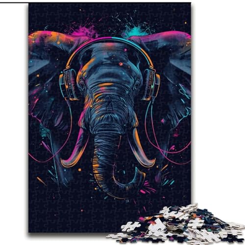 1000-teiliges Puzzle für Erwachsene, Elefant mit Kopfhörern, aus Holz, EIN tolles Geschenk für Familienspaß, 50x75cm, für Geburtstage, Feiertage, Weihnachten, Halloween 1000-teiliges Puzzle für Erwachsene, Elefant mit Kopfhörern, aus Holz, EIN tolles Geschenk für Familienspaß, 50x75cm, für Geburtstage, Feiertage, Weihnachten, Halloween von LiJianXXR