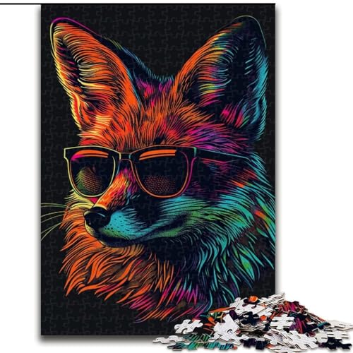 1000-teiliges Puzzle für Erwachsene, Fuchs mit Sonnenbrille aus Holz, hochschwieriges Denkspiel für Teenager, 50x75cm, Geburtstagsgeschenkidee, anspruchsvolles Denkspiel 1000-teiliges Puzzle für Erwachsene, Fuchs mit Sonnenbrille aus Holz, hochschwieriges Denkspiel für Teenager, 50x75cm, Geburtstagsgeschenkidee, anspruchsvolles Denkspiel von LiJianXXR