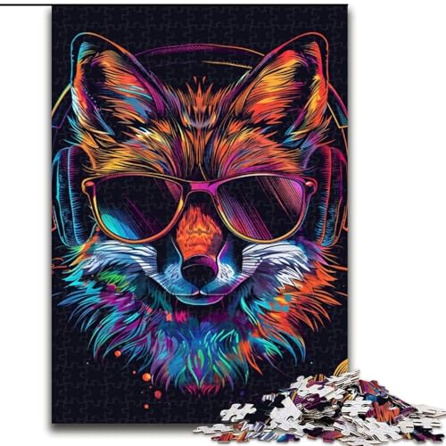 1000-teiliges Puzzle für Erwachsene, Fuchs mit Sonnenbrille aus Holz, hochschwieriges Denkspiel für Teenager, 50x75cm, Geburtstagsgeschenkidee, anspruchsvolles Denkspiel 1000-teiliges Puzzle für Erwachsene, Fuchs mit Sonnenbrille aus Holz, hochschwieriges Denkspiel für Teenager, 50x75cm, Geburtstagsgeschenkidee, anspruchsvolles Denkspiel von LiJianXXR