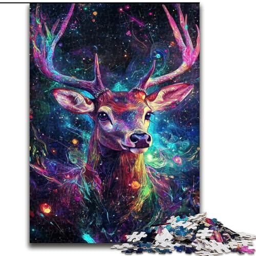 1000-teiliges Puzzle für Erwachsene, Galaxie-Hirsch-Puzzle aus Karton, perfekte Dekoration für Zuhause oder das Büro, 1000 Teile(26x38cm) von LiJianXXR