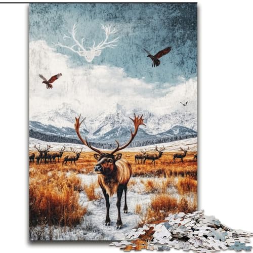 1000-teiliges Puzzle für Erwachsene, Hirsch, Lernspielzeug für Erwachsene, ganze Familie ab 14 Jahren (Größe 50x75cm) von LiJianXXR