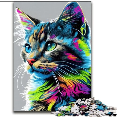 1000-teiliges Puzzle für Erwachsene, Katze, Pop-Art-Tier, aus Holz, hochschwieriges Denkspiel für Teenager, 50x75cm, Geburtstagsgeschenkidee, anspruchsvolles Denkspiel 1000-teiliges Puzzle für Erwachsene, Katze, Pop-Art-Tier, aus Holz, hochschwieriges Denkspiel für Teenager, 50x75cm, Geburtstagsgeschenkidee, anspruchsvolles Denkspiel von LiJianXXR