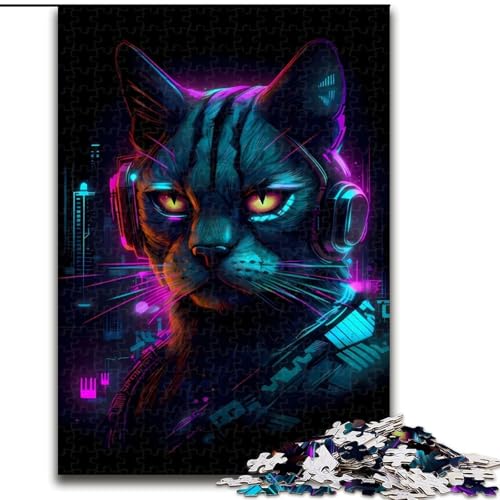 1000-teiliges Puzzle für Erwachsene, Katzen-Neonkunst, aus Holz, hochschwieriges Denkspiel für Teenager, 50x75cm, Geburtstagsgeschenkidee, anspruchsvolles Denkspiel 1000-teiliges Puzzle für Erwachsene, Katzen-Neonkunst, aus Holz, hochschwieriges Denkspiel für Teenager, 50x75cm, Geburtstagsgeschenkidee, anspruchsvolles Denkspiel von LiJianXXR