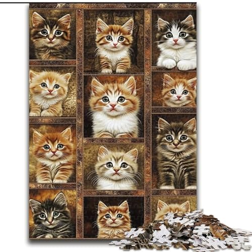 1000-teiliges Puzzle für Erwachsene, Katzencollage, Lernspielzeug für Erwachsene, ganze Familie ab 14 Jahren (Größe 26x38cm) von LiJianXXR