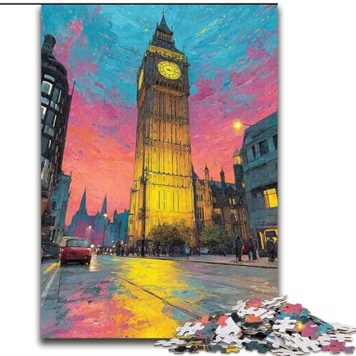 1000-teiliges Puzzle für Erwachsene, Londoner Straßenszene, Lernspielzeug für Erwachsene, ganze Familie ab 14 Jahren (Größe 26x38cm) von LiJianXXR