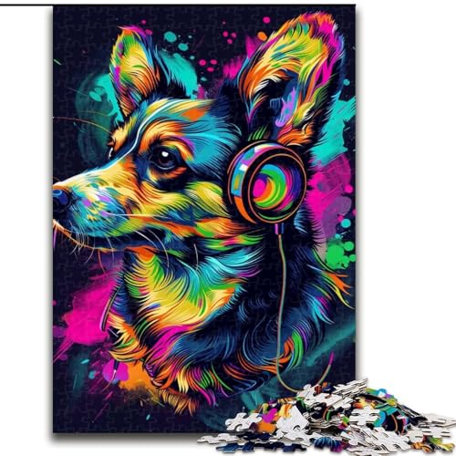 1000-teiliges Puzzle für Erwachsene, Pembroke Welsh Corgi-Hunde-Puzzle aus Holz, geeignet für Geburtstage, Halloween, Thanksgiving, Ostern, 1000 Teile(50x75cm) von LiJianXXR