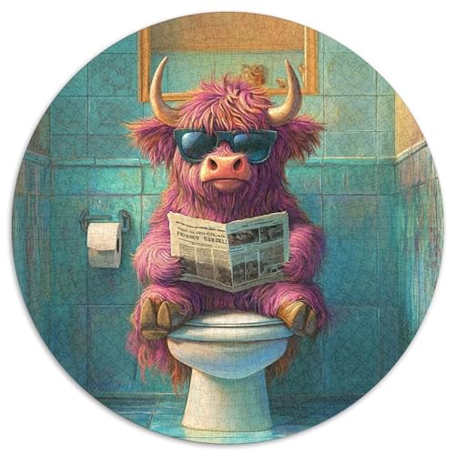 1000-teiliges Puzzle für Erwachsene, Pink Yak Go Toilet, 1000-teiliges rundes Puzzle für Erwachsene, Heimdekoration, 67,5 x 67,5 cm 1000-teiliges Puzzle für Erwachsene, Pink Yak Go Toilet, 1000-teiliges rundes Puzzle für Erwachsene, Heimdekoration, 67,5 x 67,5 cm von LiJianXXR