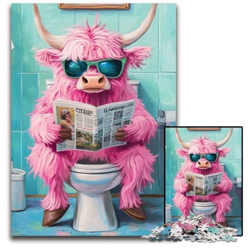 1000-teiliges Puzzle für Erwachsene, Pink Yak Go Toilet, schwierige Puzzles für Erwachsene, Muttertag, Geburtstag, Weihnachten, 26x38cm/10,23x14,96 Zoll 1000-teiliges Puzzle für Erwachsene, Pink Yak Go Toilet, schwierige Puzzles für Erwachsene, Muttertag, Geburtstag, Weihnachten, 26x38cm/10,23x14,96 Zoll von LiJianXXR