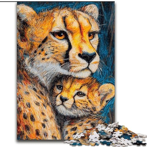 1000-teiliges Puzzle für Erwachsene, Prärie-Gepard, Lernspielzeug für Erwachsene, ganze Familie ab 14 Jahren (Größe 26x38cm) von LiJianXXR