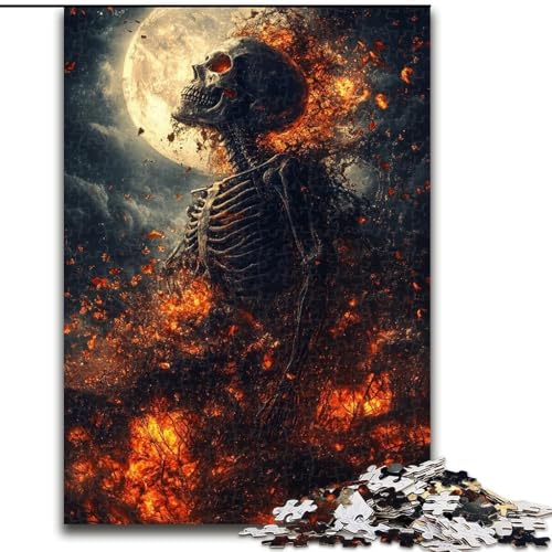 1000-teiliges Puzzle für Erwachsene, Skelett unter dem Mond, Lernspielzeug für Erwachsene, ganze Familie ab 14 Jahren (Größe 26x38cm) von LiJianXXR