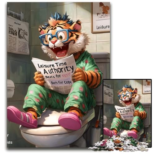 1000-teiliges Puzzle für Erwachsene, Tiger Go Toilet, schwierige Puzzles für Erwachsene, perfekt für Familienspaß im Urlaub, 50x75cm/19,68x29,52 Zoll 1000-teiliges Puzzle für Erwachsene, Tiger Go Toilet, schwierige Puzzles für Erwachsene, perfekt für Familienspaß im Urlaub, 50x75cm/19,68x29,52 Zoll von LiJianXXR