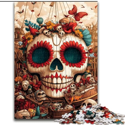 1000-teiliges Puzzle für Erwachsene, Totenkopf im mexikanischen Stil, Lernspielzeug für Erwachsene, ganze Familie ab 14 Jahren (Größe 50x75cm) von LiJianXXR
