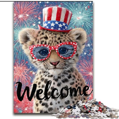 1000-teiliges Puzzle für Erwachsene, amerikanischer Leopard, Lernspielzeug für Kinder ab 14 Jahren, ganze Familie (Größe 50x75cm) von LiJianXXR