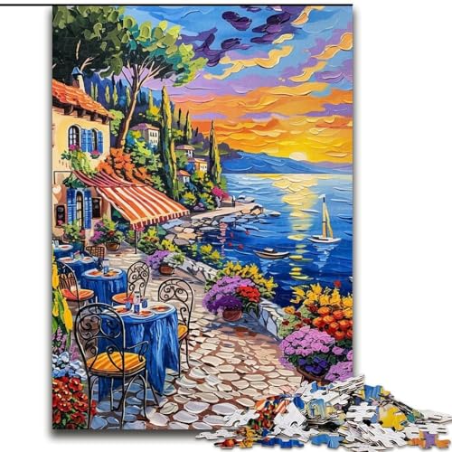 1000-teiliges Puzzle für Erwachsene, mediterrane Stadtlandschaft, Lernspielzeug für Erwachsene, ganze Familie ab 14 Jahren (Größe 26x38cm) von LiJianXXR