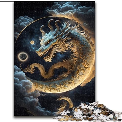 1000-teiliges Puzzle für Erwachsene, mutiger Drache aus Holz, hochschwieriges Denkspiel für Teenager, 50x75cm, Geburtstagsgeschenkidee, anspruchsvolles Denkspiel 1000-teiliges Puzzle für Erwachsene, mutiger Drache aus Holz, hochschwieriges Denkspiel für Teenager, 50x75cm, Geburtstagsgeschenkidee, anspruchsvolles Denkspiel von LiJianXXR