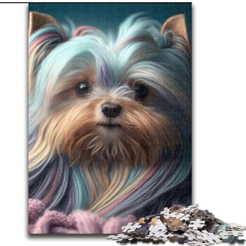 1000-teiliges Puzzle für Erwachsene, süße Yorkie-Puzzles aus Holz, Denkspiel für Teenager, 1000 Teile(50x75cm) von LiJianXXR