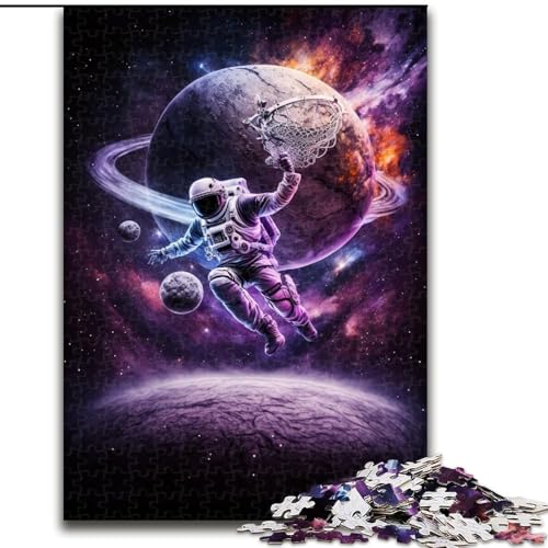 1000-teiliges Puzzle für Erwachsene,Astronauten Spielen Basketball,aus Holz,ideal für Familienspaß,Entspannung, Aktivität für Erwachsene und Familien,DIY-Geschenk von LiJianXXR