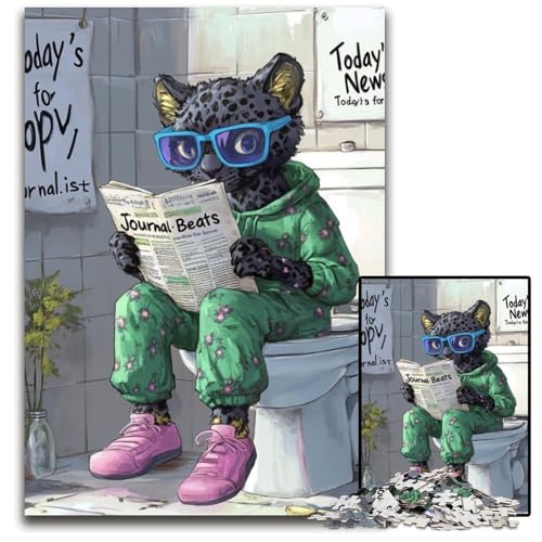 1000-teiliges Puzzle für Erwachsene „Black Leopard Go Toilet“, anspruchsvolle Puzzles, perfekte Dekoration für Zuhause oder das Büro, 26x38cm/10,23x14,96 Zoll 1000-teiliges Puzzle für Erwachsene „Black Leopard Go Toilet“, anspruchsvolle Puzzles, perfekte Dekoration für Zuhause oder das Büro, 26x38cm/10,23x14,96 Zoll von LiJianXXR