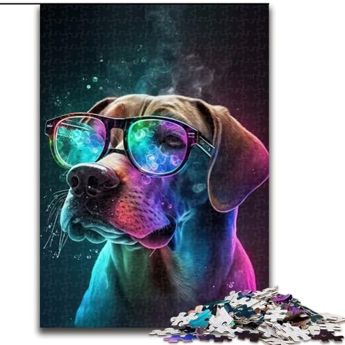 1000-teiliges Puzzle für Erwachsene mit Neonbrille und Hund aus Holz, hochschwieriges Denkspiel für Teenager, 50x75cm, Geburtstagsgeschenkidee, anspruchsvolles Denkspiel 1000-teiliges Puzzle für Erwachsene mit Neonbrille und Hund aus Holz, hochschwieriges Denkspiel für Teenager, 50x75cm, Geburtstagsgeschenkidee, anspruchsvolles Denkspiel von LiJianXXR