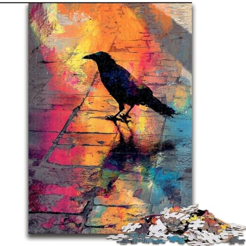 1000-teiliges Puzzle für Erwachsene und Jugendliche, Aquarellkrähe, Lernspielzeug, einzigartige Geburtstags- und Geschenkideen für Kinder ab 14 Jahren (Größe 26x38cm) von LiJianXXR