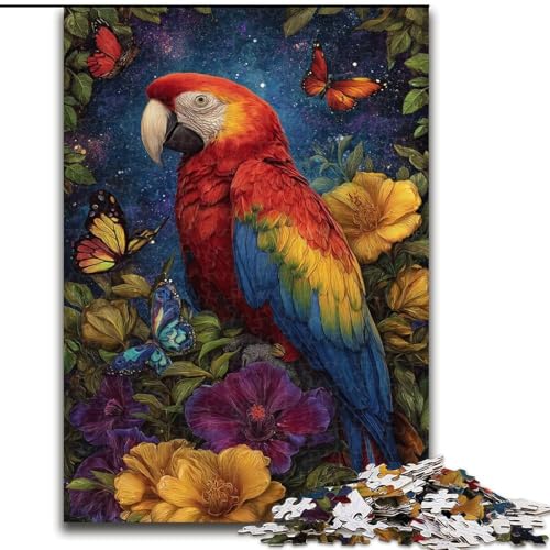 1000-teiliges Puzzle für Erwachsene und Jugendliche, Blumen und Papageien, Lernspielzeug, einzigartige Geburtstags- und Geschenkideen für Kinder ab 14 Jahren (Größe 26x38cm) von LiJianXXR