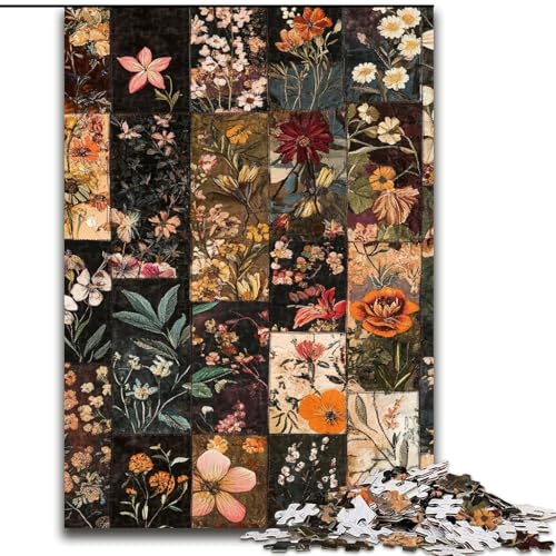 1000-teiliges Puzzle für Erwachsene und Jugendliche, Blumencollage, Lernspielzeug, einzigartige Geburtstags- und Geschenkideen für Kinder ab 14 Jahren (Größe 26x38cm) von LiJianXXR