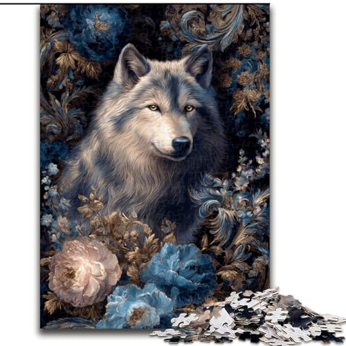 1000-teiliges Puzzle für Erwachsene und Jugendliche, Blumenwolf, Lernspielzeug, einzigartige Geburtstags- und Geschenkideen für Kinder ab 14 Jahren (Größe 50x75cm) von LiJianXXR