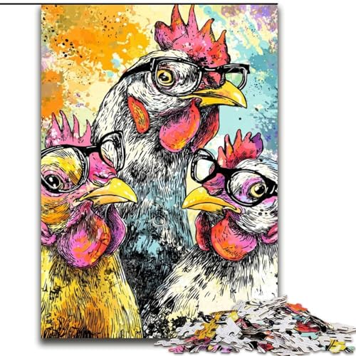1000-teiliges Puzzle für Erwachsene und Jugendliche, DREI Hühner, Lernspiele, Heimdekoration, geeignet für die Schreibtischdekoration (Größe 50x75cm) von LiJianXXR