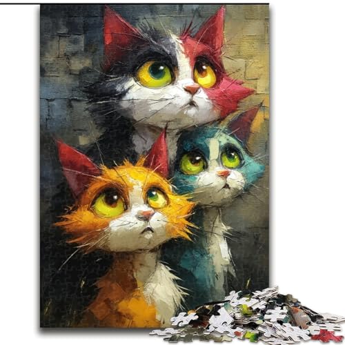 1000-teiliges Puzzle für Erwachsene und Jugendliche, DREI Katzen, Lernspielzeug, einzigartige Geburtstags- und Geschenkideen für Kinder ab 14 Jahren (Größe 50x75cm) von LiJianXXR