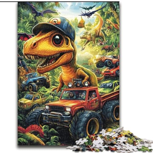 1000-teiliges Puzzle für Erwachsene und Jugendliche, Dinosaurier und Auto, Lernspiele, Heimdekoration, geeignet für die Schreibtischdekoration (Größe 26x38cm) von LiJianXXR