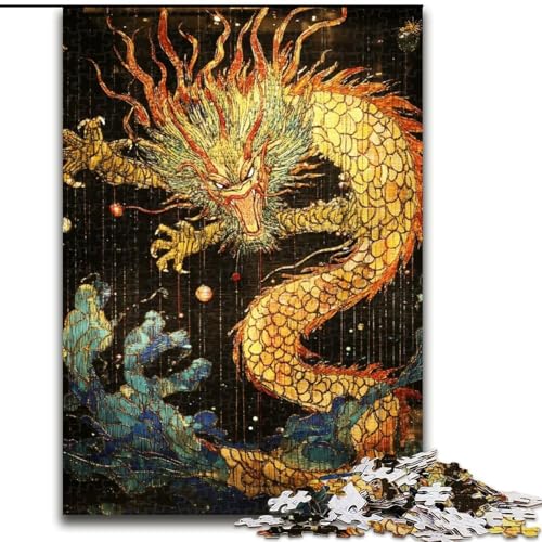 1000-teiliges Puzzle für Erwachsene und Jugendliche, Drache im japanischen Stil, Lernspiele, Heimdekoration, geeignet für die Schreibtischdekoration (Größe 50x75cm) von LiJianXXR