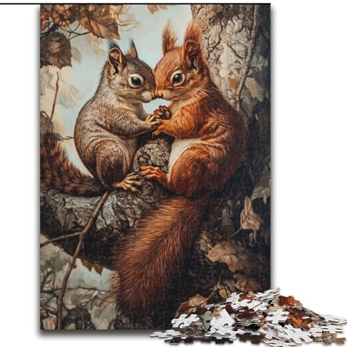1000-teiliges Puzzle für Erwachsene und Jugendliche, Eichhörnchen, Lernspiele, Heimdekoration, geeignet für die Schreibtischdekoration (Größe 50x75cm) von LiJianXXR