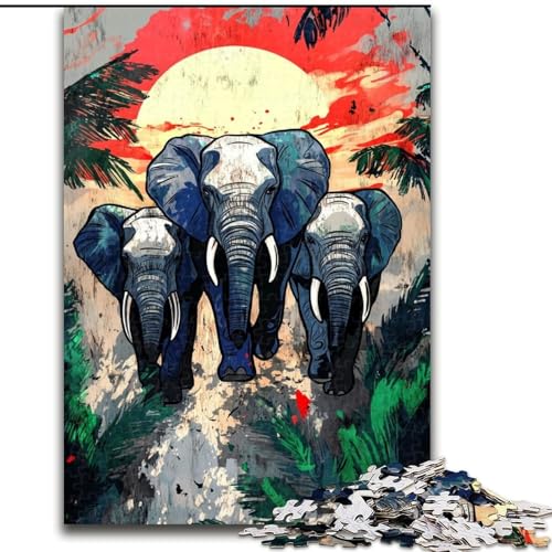 1000-teiliges Puzzle für Erwachsene und Jugendliche, Elefant, Lernspielzeug, einzigartige Geburtstags- und Geschenkideen für Kinder ab 14 Jahren (Größe 50x75cm) von LiJianXXR