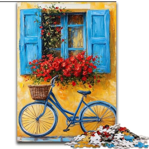 1000-teiliges Puzzle für Erwachsene und Jugendliche, Fahrrad am Fenster, anspruchsvoll und schwierig mit vollständig ineinandergreifenden, zufällig geformten Teilen (Größe 50x75cm) von LiJianXXR